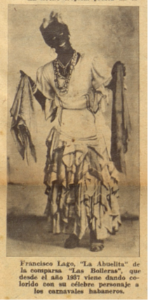 Франсиско Лаго в женском платье, в образе "бабули", участник компарсы "Las Bolleras" ("Булочницы")